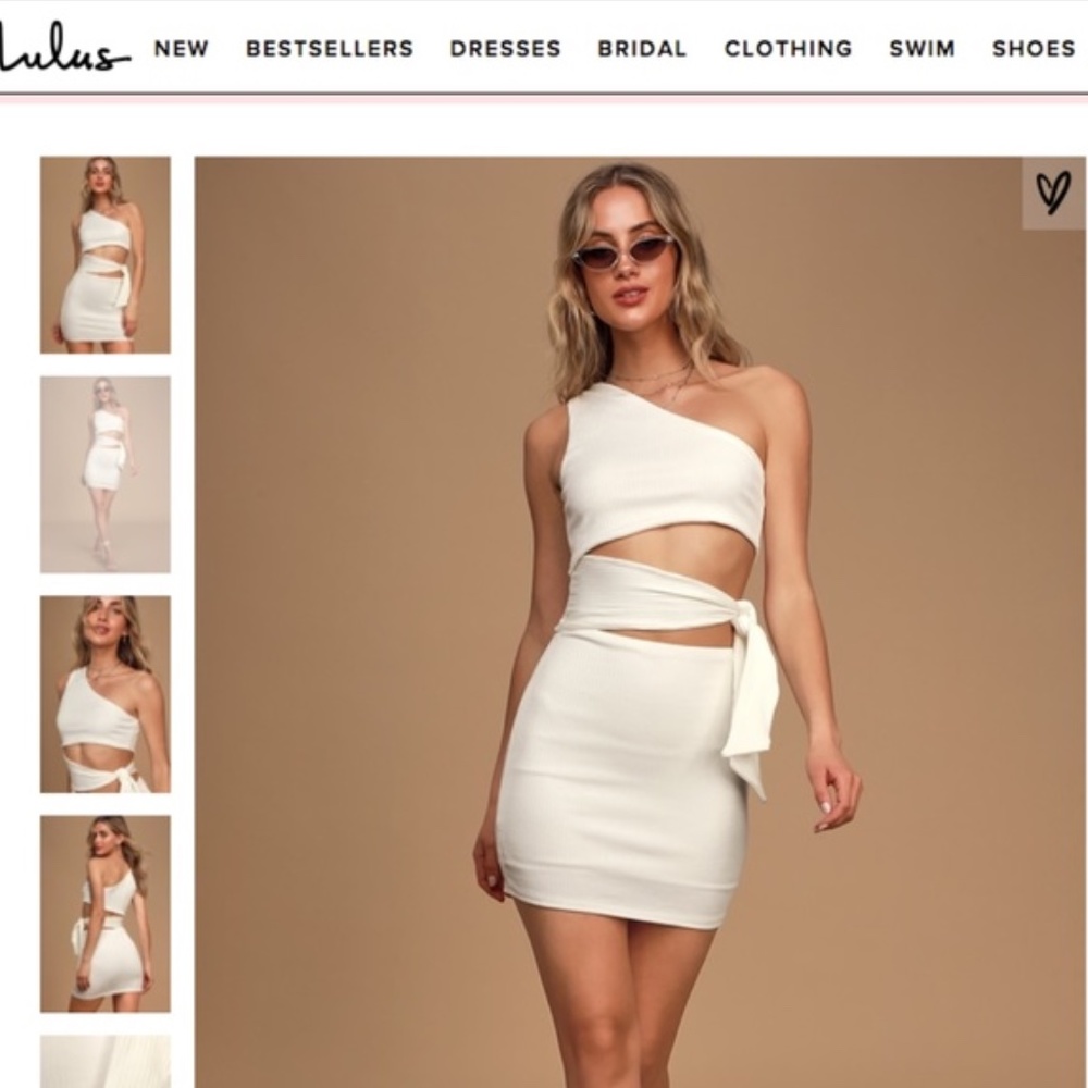 White Ribbed One-Shoulder Cutout Bodycon Dress